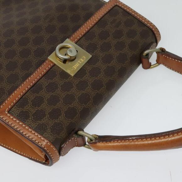 CELINE Macadam Canvas Hand Bag Pvc Leather Brown Gold - Picture 6 of 12